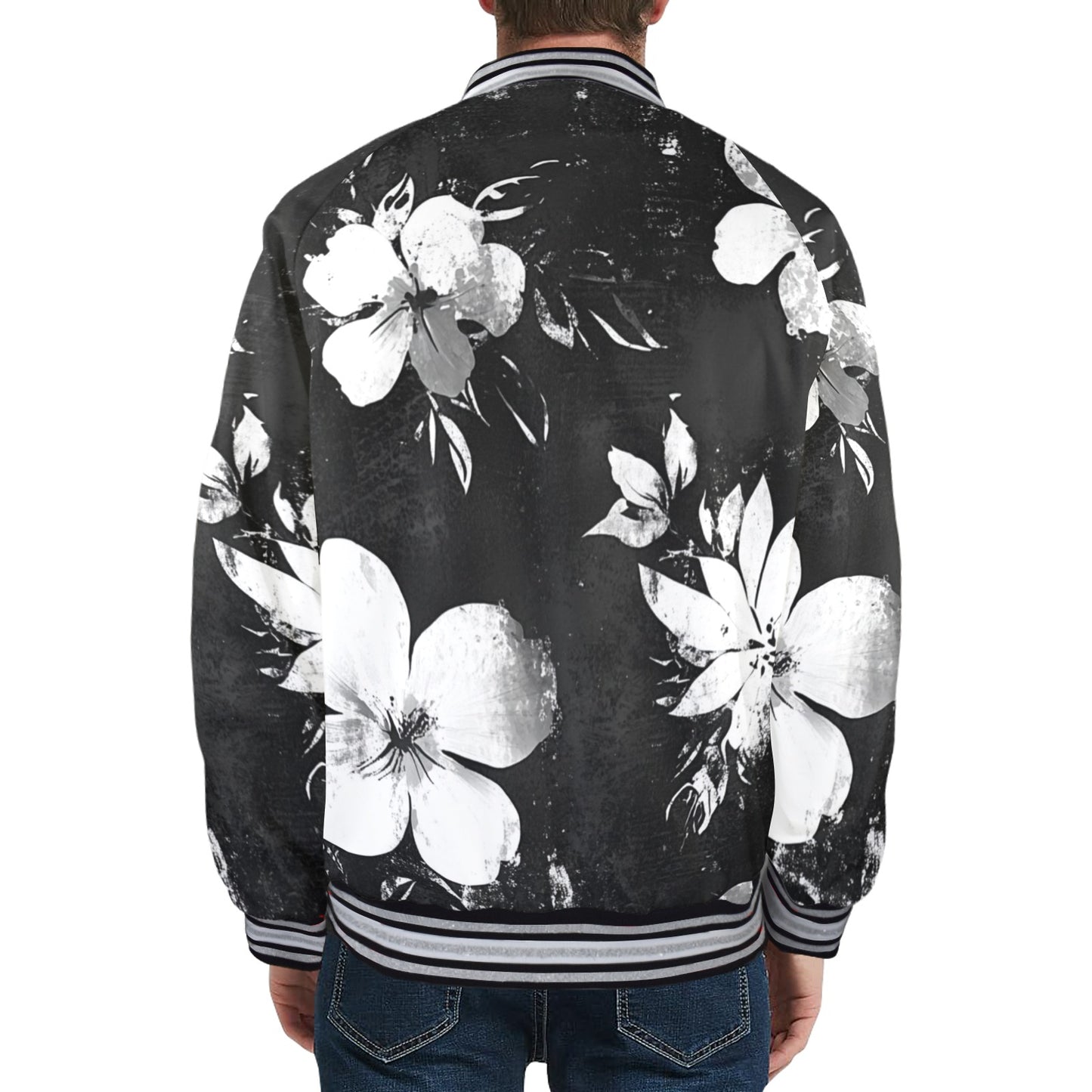 New Men's Striped Trim Bomber Jacket