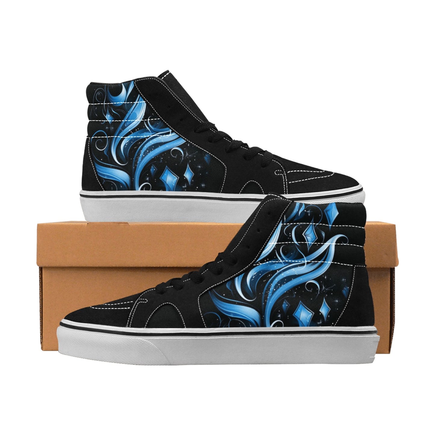 Aesthetic Blue Men's High Top Canvas Shoes